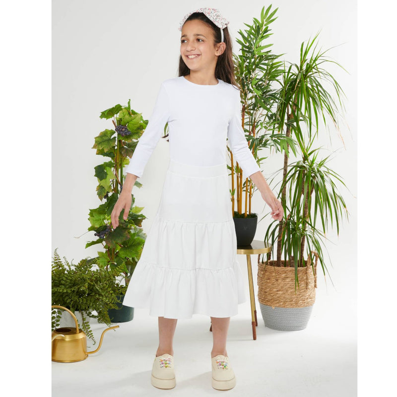 Girls Elasticated Three-Tier Skirt