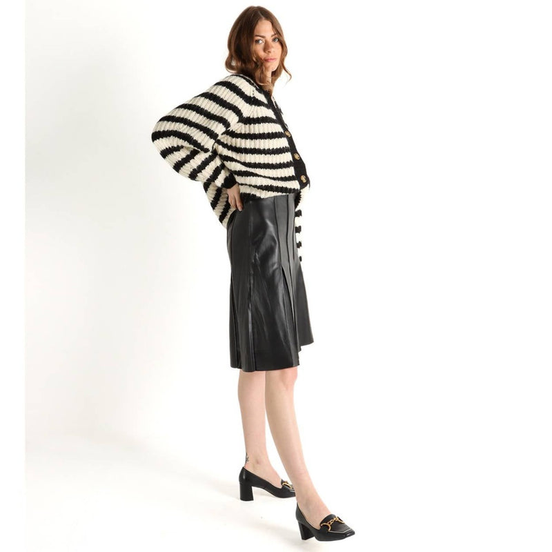 Women's PU Panel Pleat Skirt