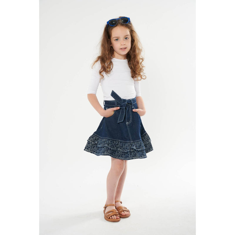 Girls Denim Skirt with Frills