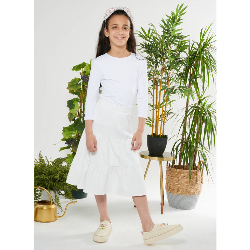 Girls Elasticated Three-Tier Skirt