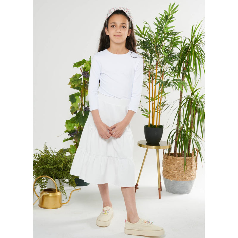 Girls Elasticated Three-Tier Skirt