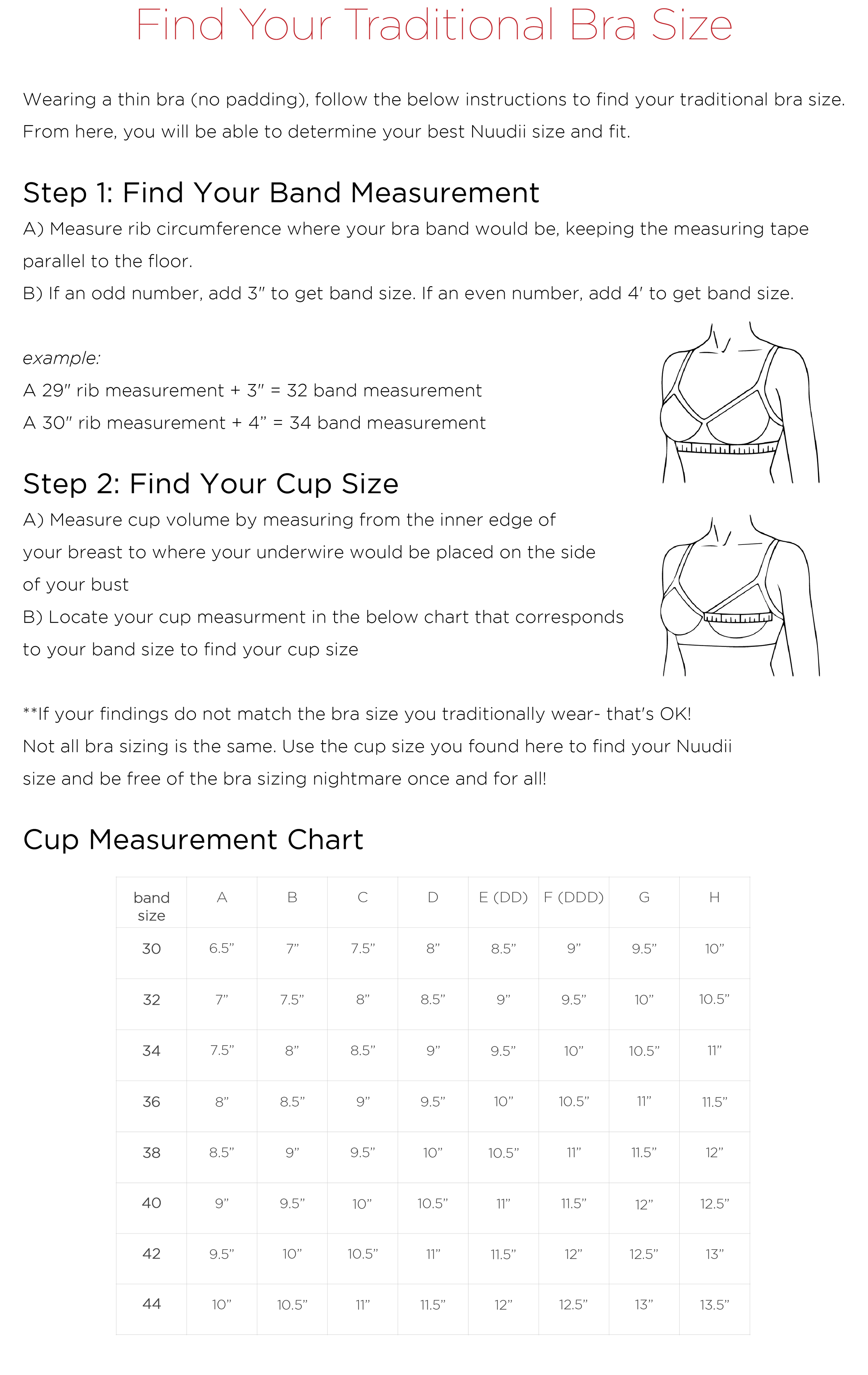 SIZE GUIDE (Scoop, Vii, Twist, Racerback, Strapless, Halter) - Nuudii System