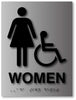 Womens Bathroom ADA Signs in Brushed Aluminum