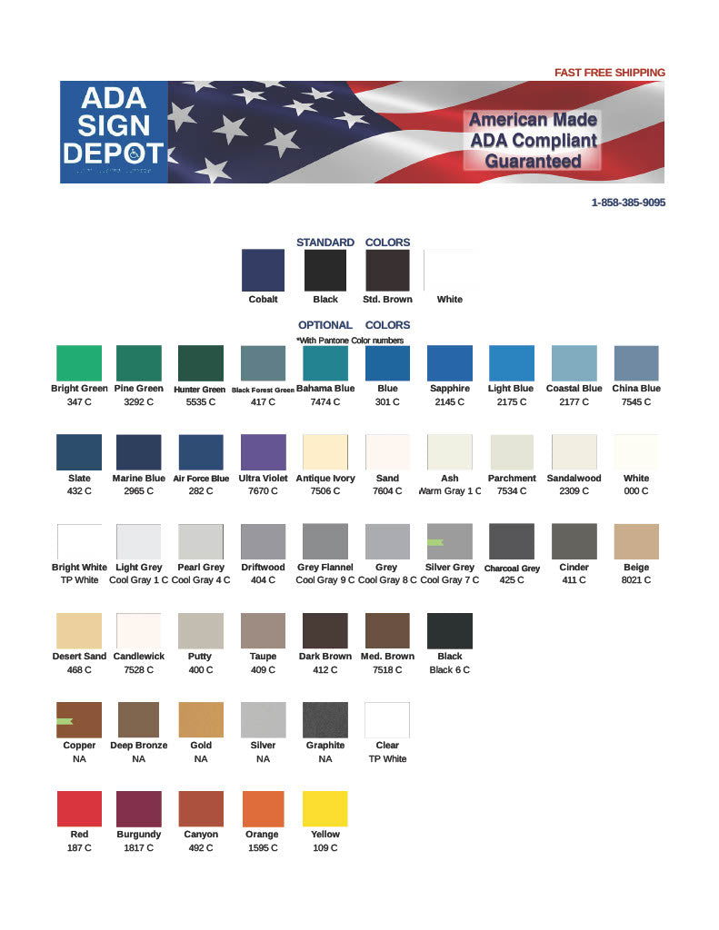 ADA Signs Color Chart