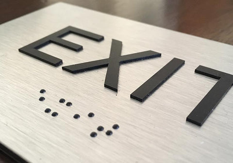 BAL-1005 Brushed Aluminum Tactile Braille Exit Sign
