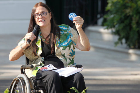 Marca Bristo speaking at a White House event in 2010 marking the 20th anniversary of the Americans with Disabilities Act. She was a longtime leader in the fight to address the needs of the disabled