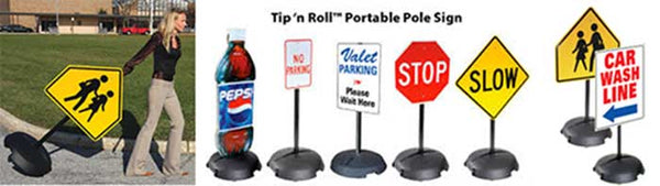 Tip and Roll Sign Stand System