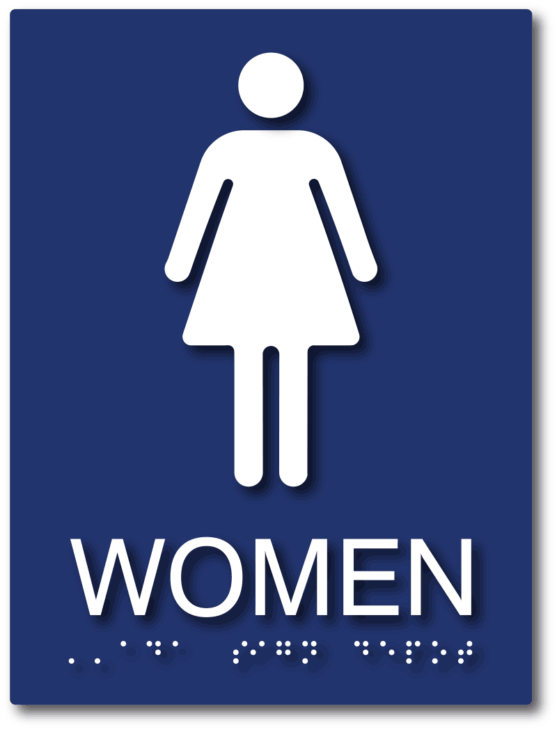 Women's Restroom Signs with Tactile Text and Grade 2 Braille ADA Sign