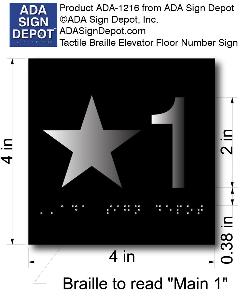 Elevator Door Floor Number Ada Signs With Brushed Aluminum Numbers