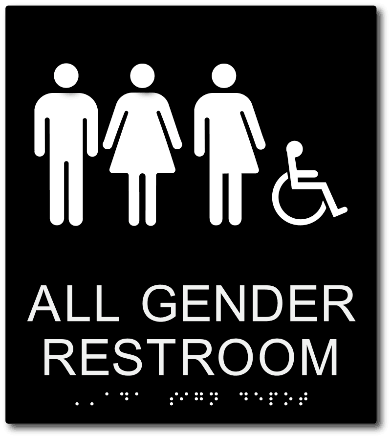 All Gender Restroom Sign With All Gender Symbols Optional Wheelchair Ada Sign Depot