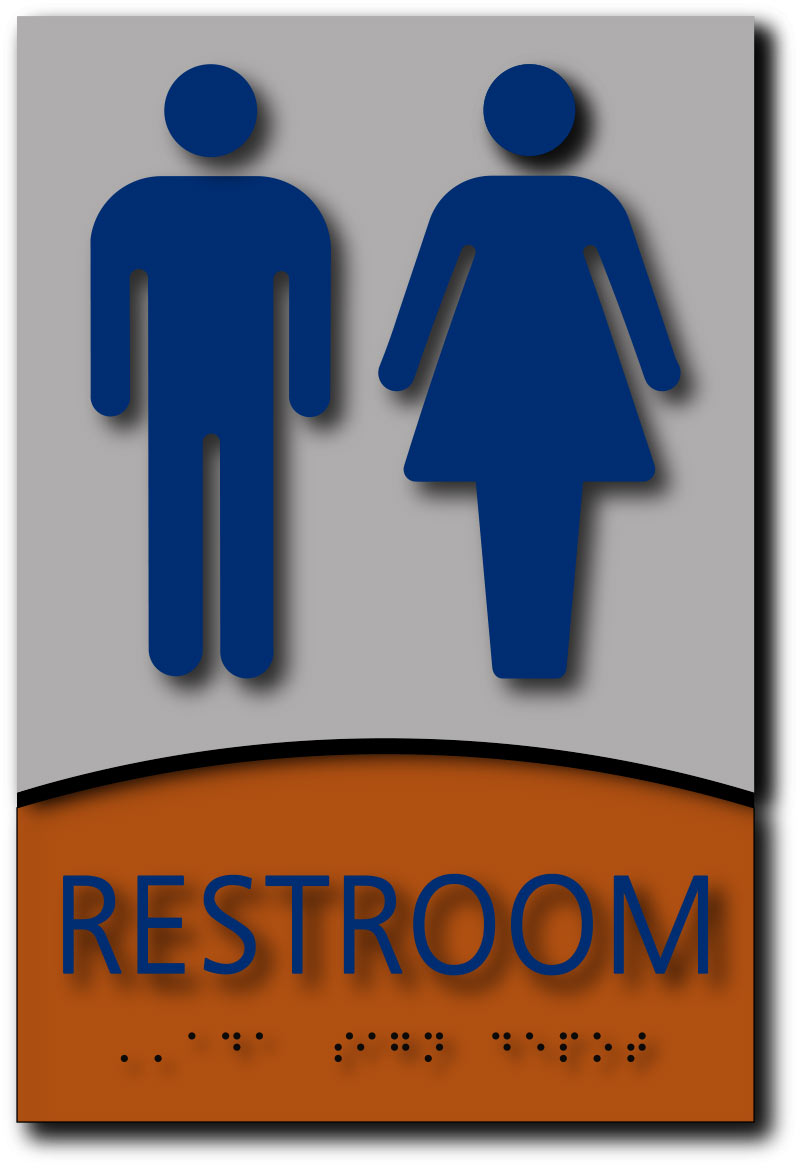Unisex Restroom ADA Signs in Brushed Aluminum and Wood Laminates – ADA