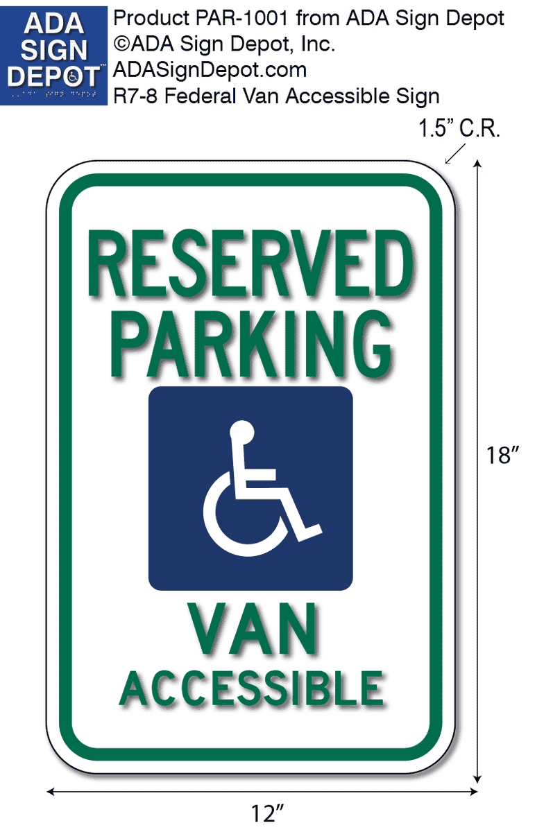 Federal Handicapped Van Accessible Parking Signs 12 X 18 Ada Sign