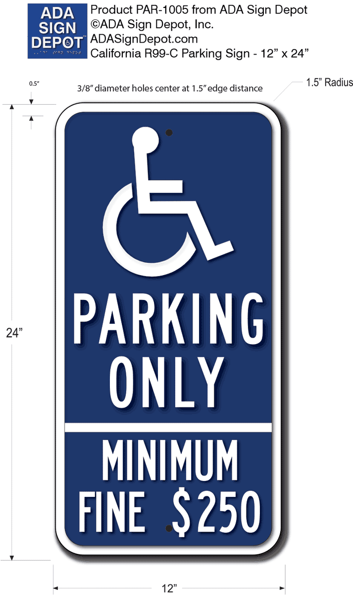 Parking Sign for Disabled Disabled Parking Plastic Sign 20 x 30 cm Blue 