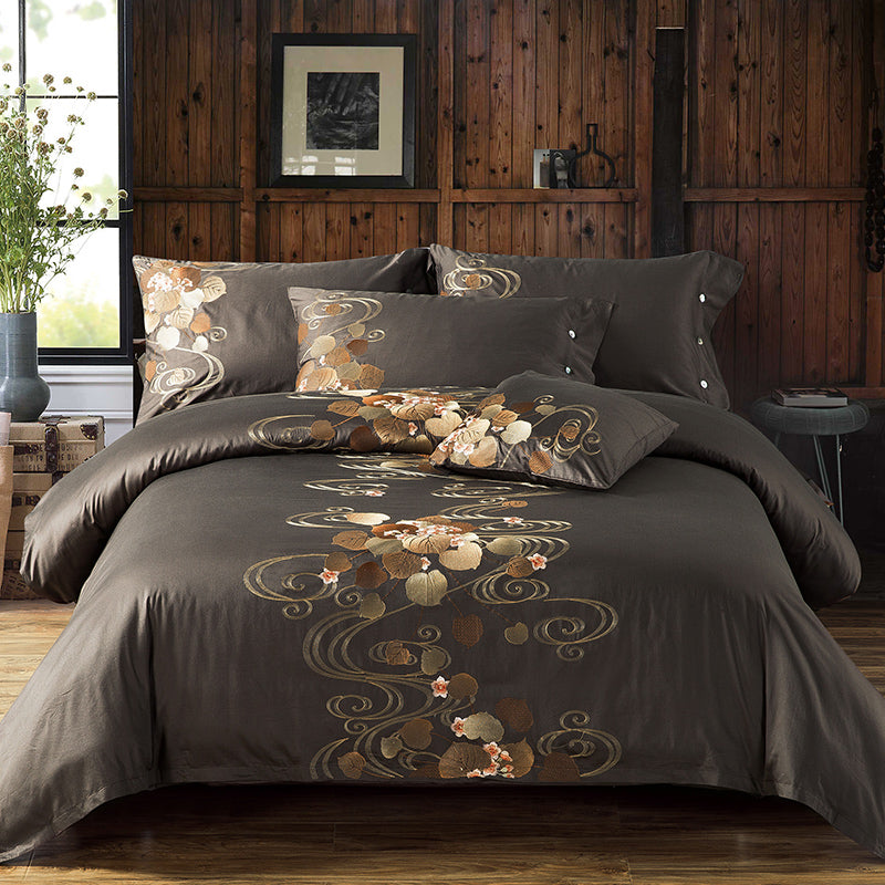 Luxury Tribute Silk Cotton Embroidery Luxury Bedding Set Noble Palace Royal Bed Set King Queen Size Duvet Cover Bedsheet Set