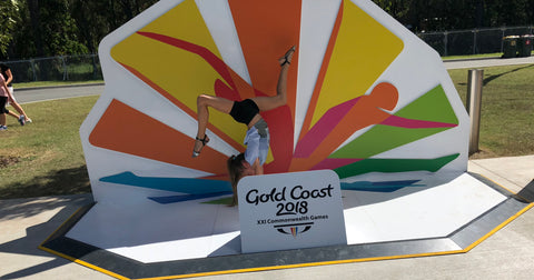 Commonwealth Games Gold Coast 2018 Gymnastics posing in a gymnastics pose