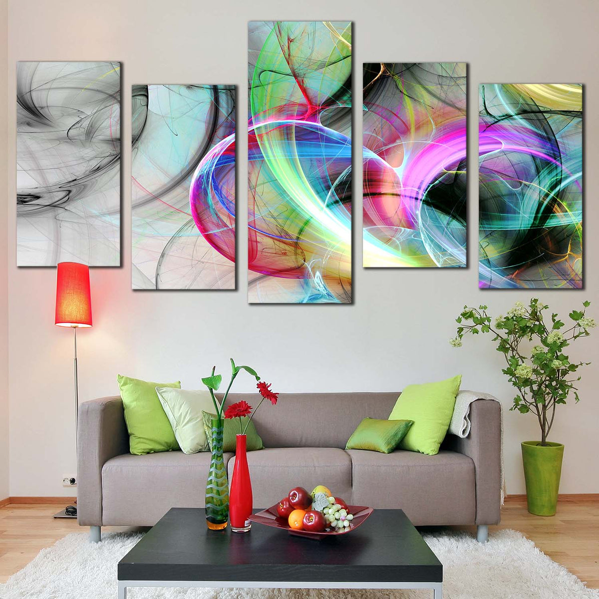 Abstract Fantasy Canvas Wall Art, Abstract Illustration 5 Piece Canvas