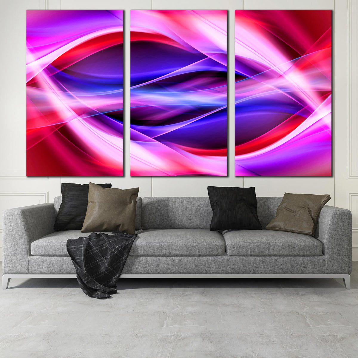 Triptych Canvas Prints Colorful Blue Red Purple Abstract Patterns Wall