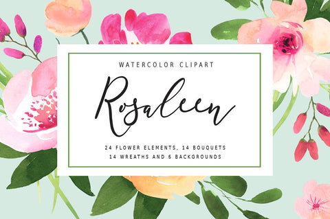 ROSALEEN WATERCOLOR FLORAL CLIPART BY ANNELYBLOOMS