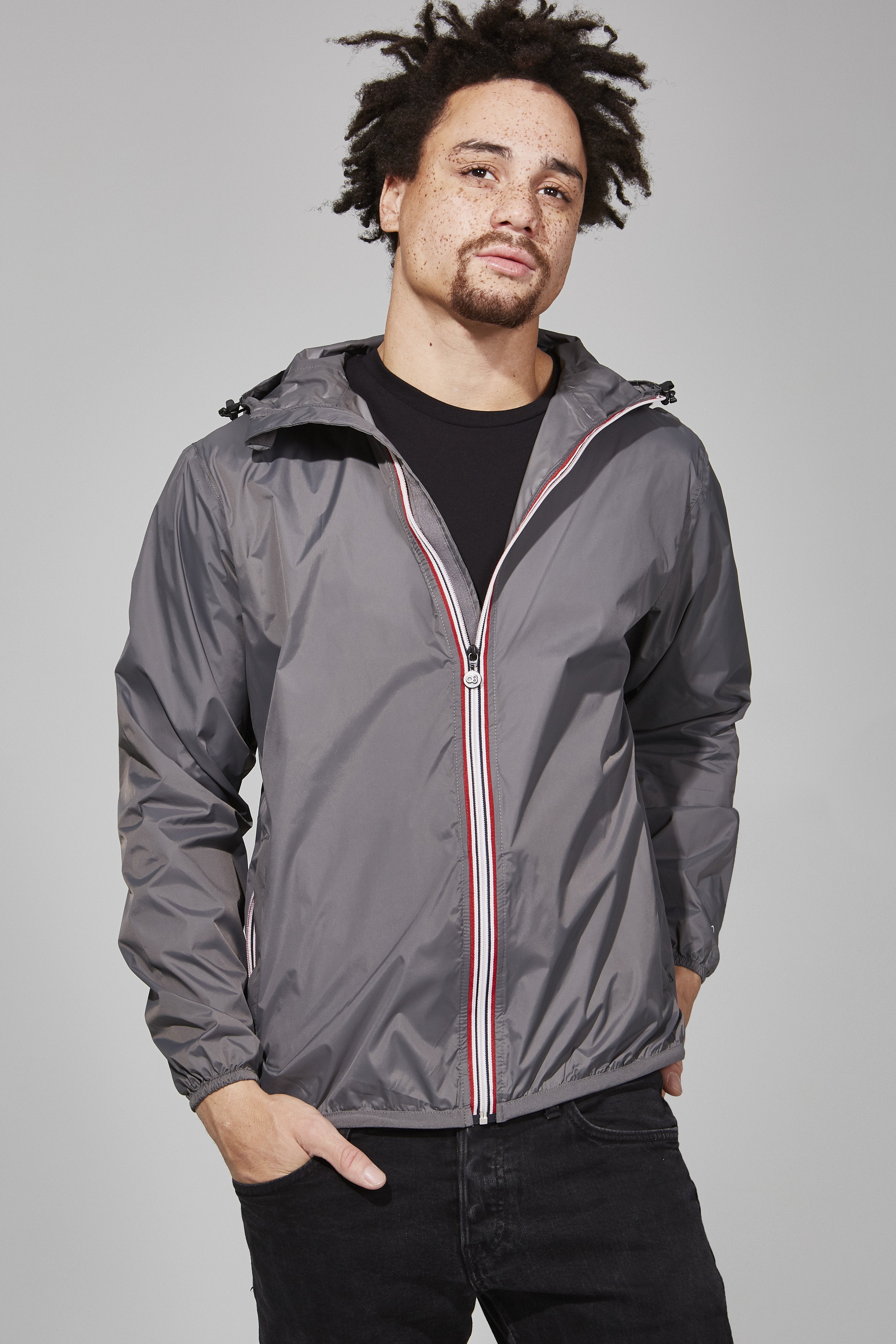 o8 men's max zip front packable rain jacket