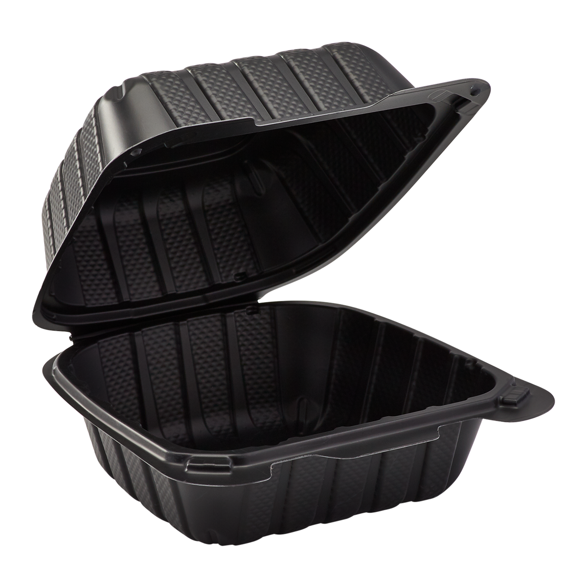 Small Black Take Out Containers 6"x6" Mineral Filled Hinged Carry Ou