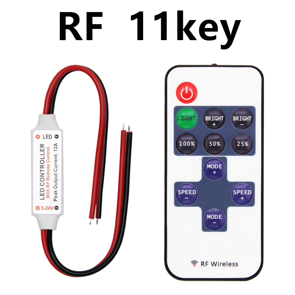 Komst toezicht houden op cursief RF Wireless LED Strip Controller Mini Dimmer RF Remote DC 5V 12V 24V C –  Tiny's LEDs