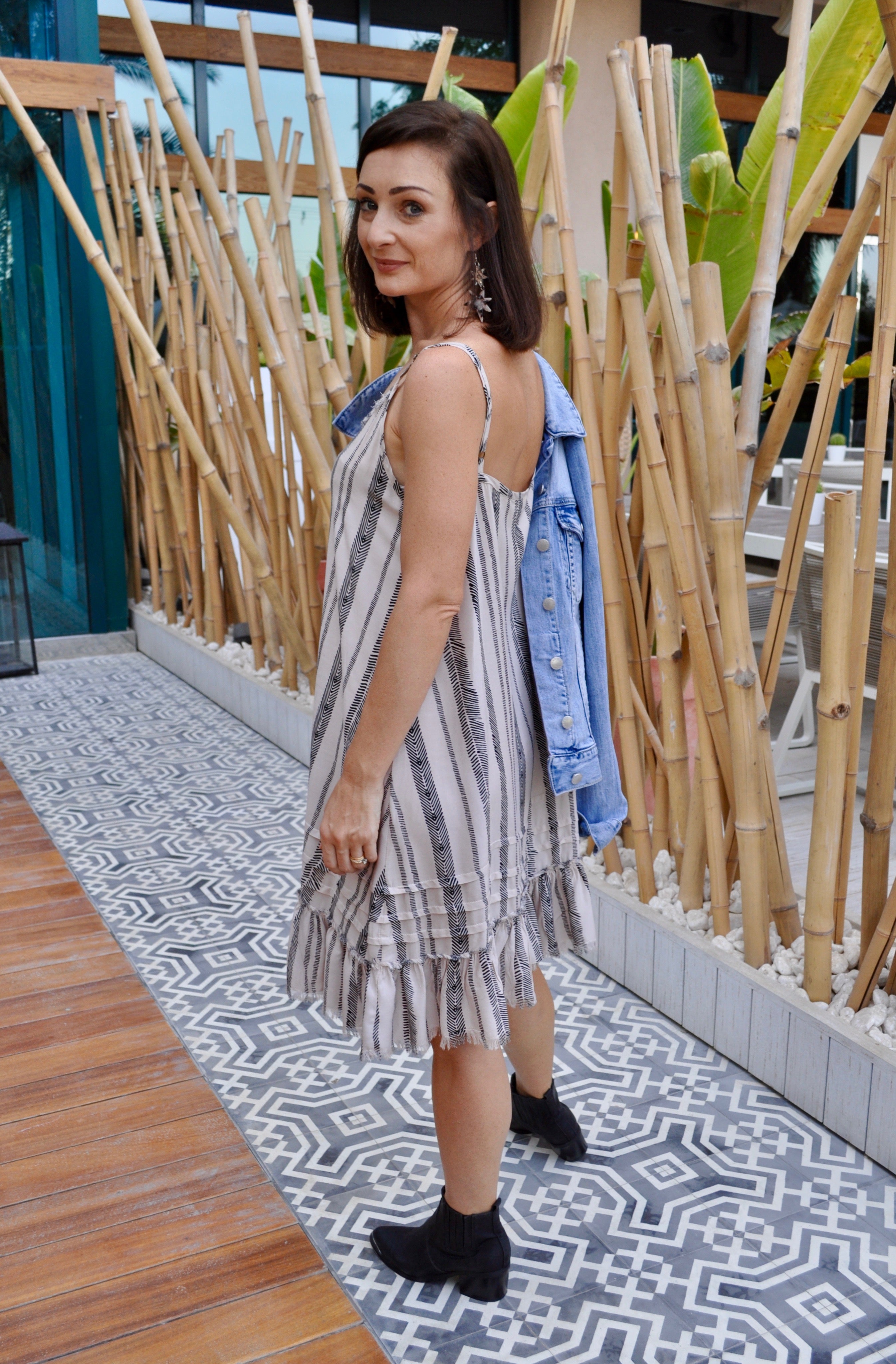 Fray Dress - Cream Tribal Cropped