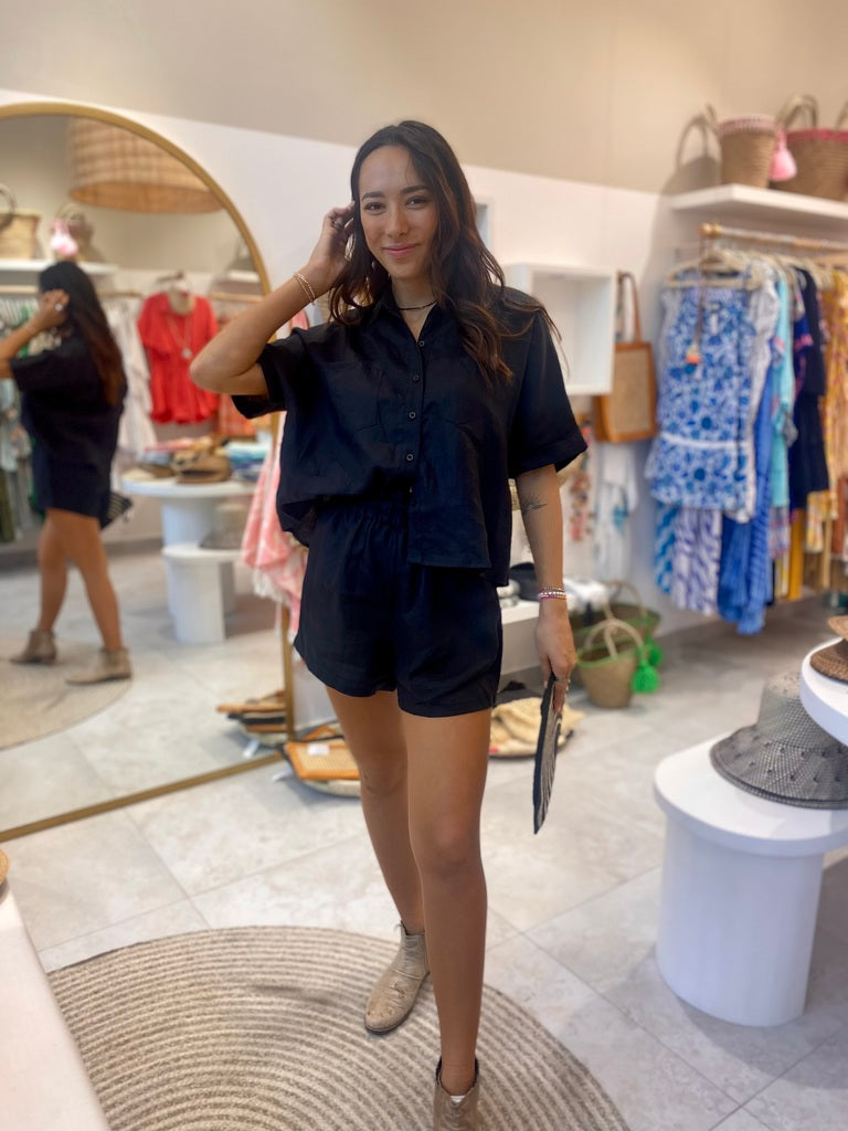 Linen Shorts - Black