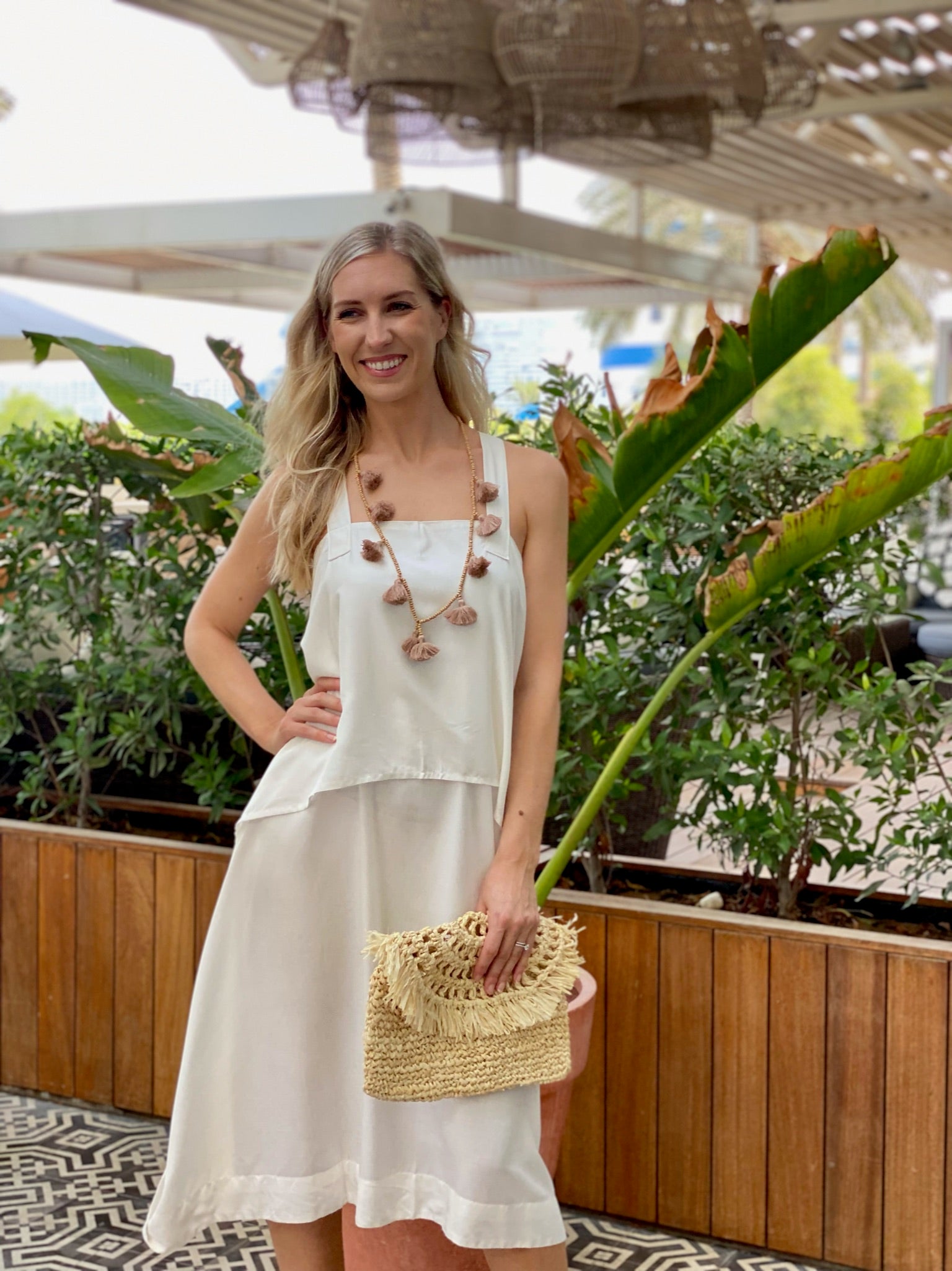 Crop Apron Dress - Off White