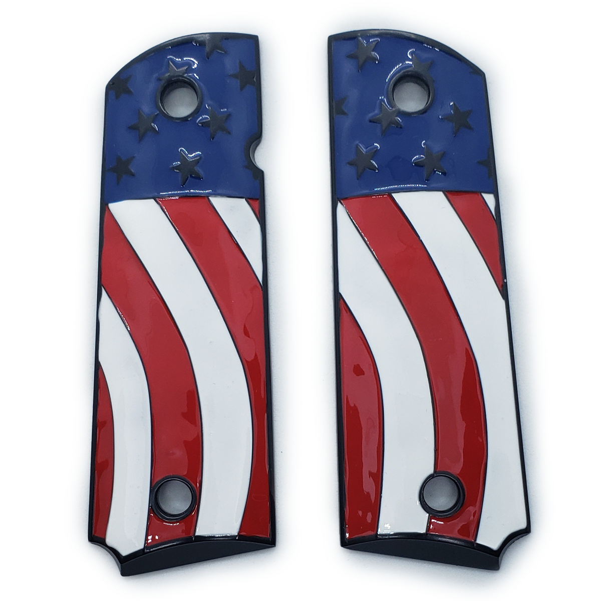 American Flag 1911 Grips Full Size Metal Grips Ambi Safety Black Grips America 2041