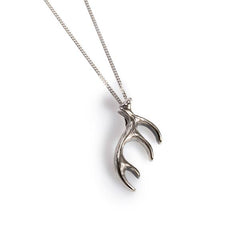 Stag Antler Necklace in Silver 