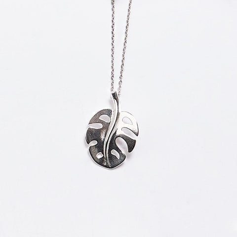 Silver Split Palm Leaf Necklace