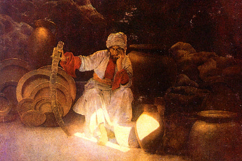 Cassim in the cave of the Forty Thieves.