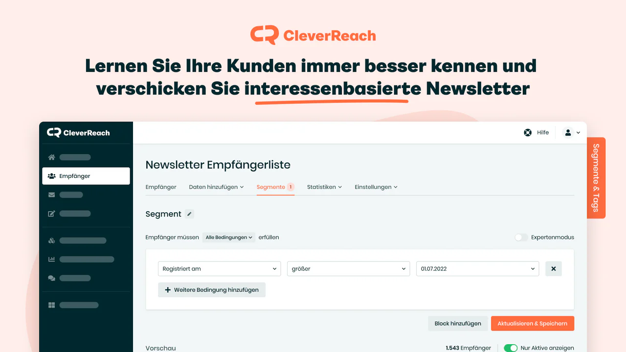 Segmentieren + verschicken Sie interessenbasierte Newsletter