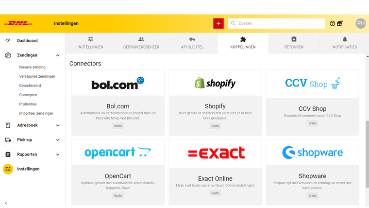 DHL eCommerce Screenshot