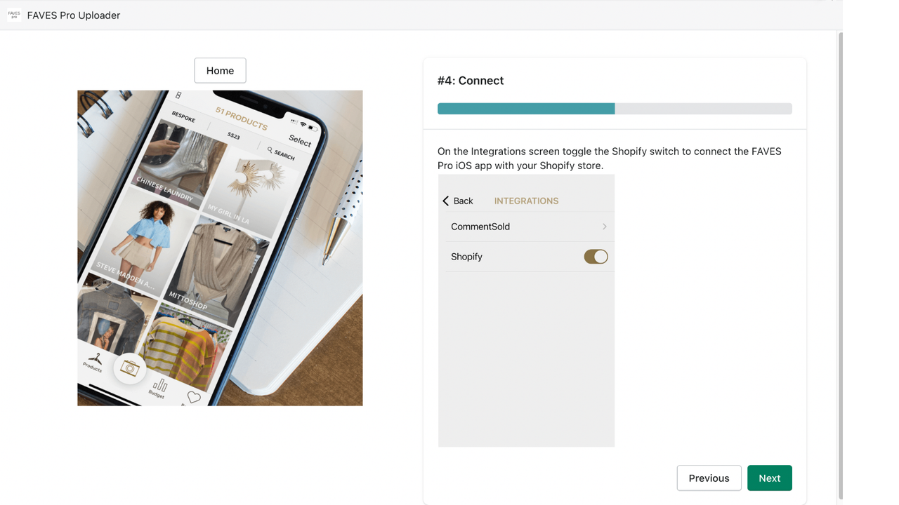 Billede der viser hvordan man forbinder til din butik fra iOS appen
