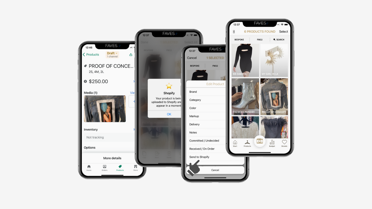 Upload products to Shopify from the FAVES Pro iOS app