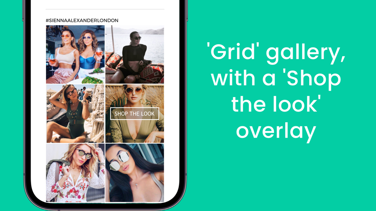 La vista de galería Grid de InstaShop en móvil ofrece una increíble forma de