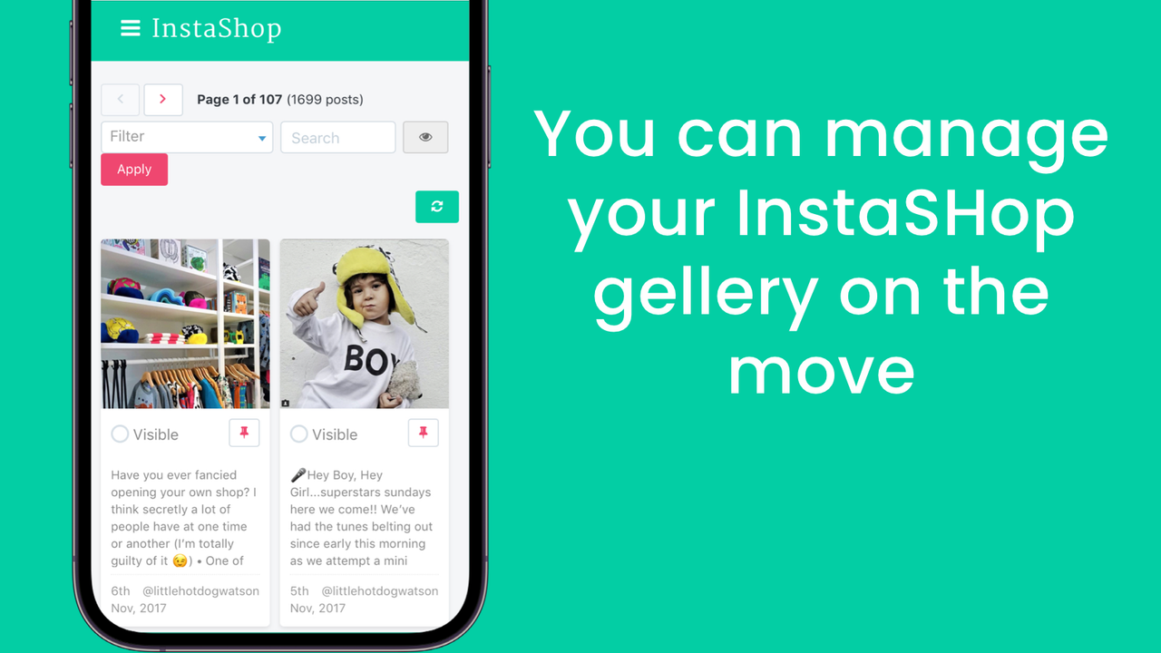 It's easy to manage the pictures you display in your InstaShop g