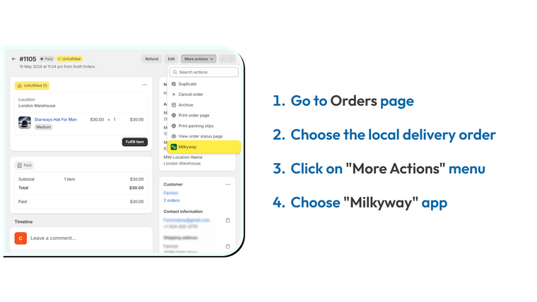 Milkyway ‑ Delivery + Returns Screenshot