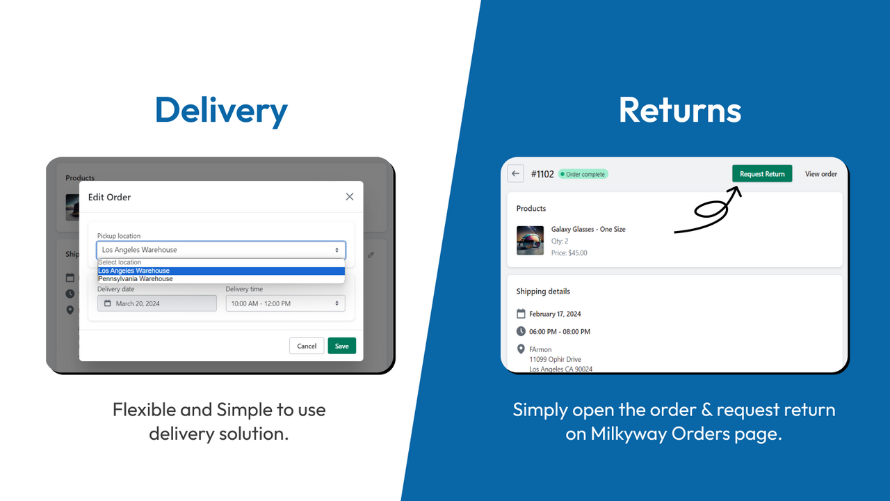 Delivery and returns