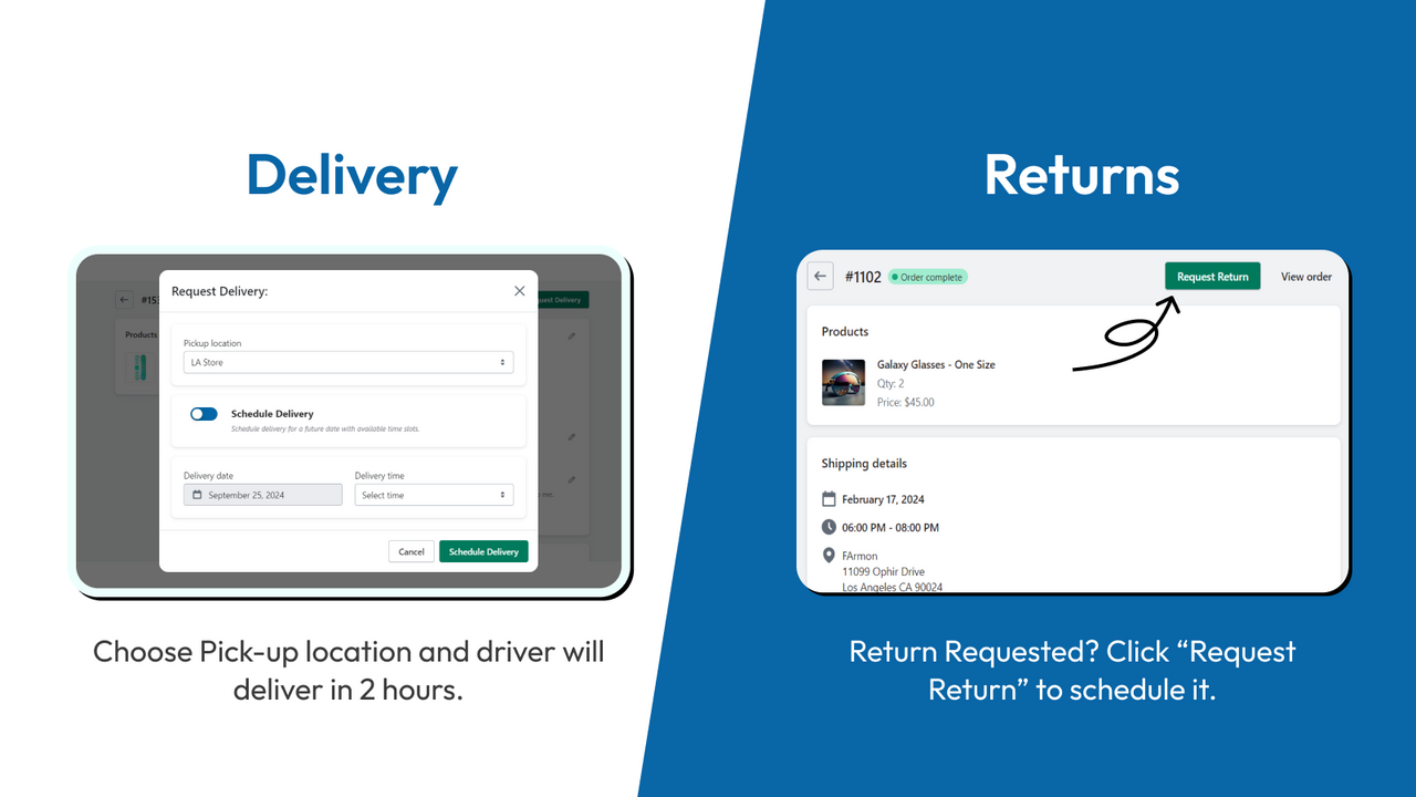 Delivery and returns