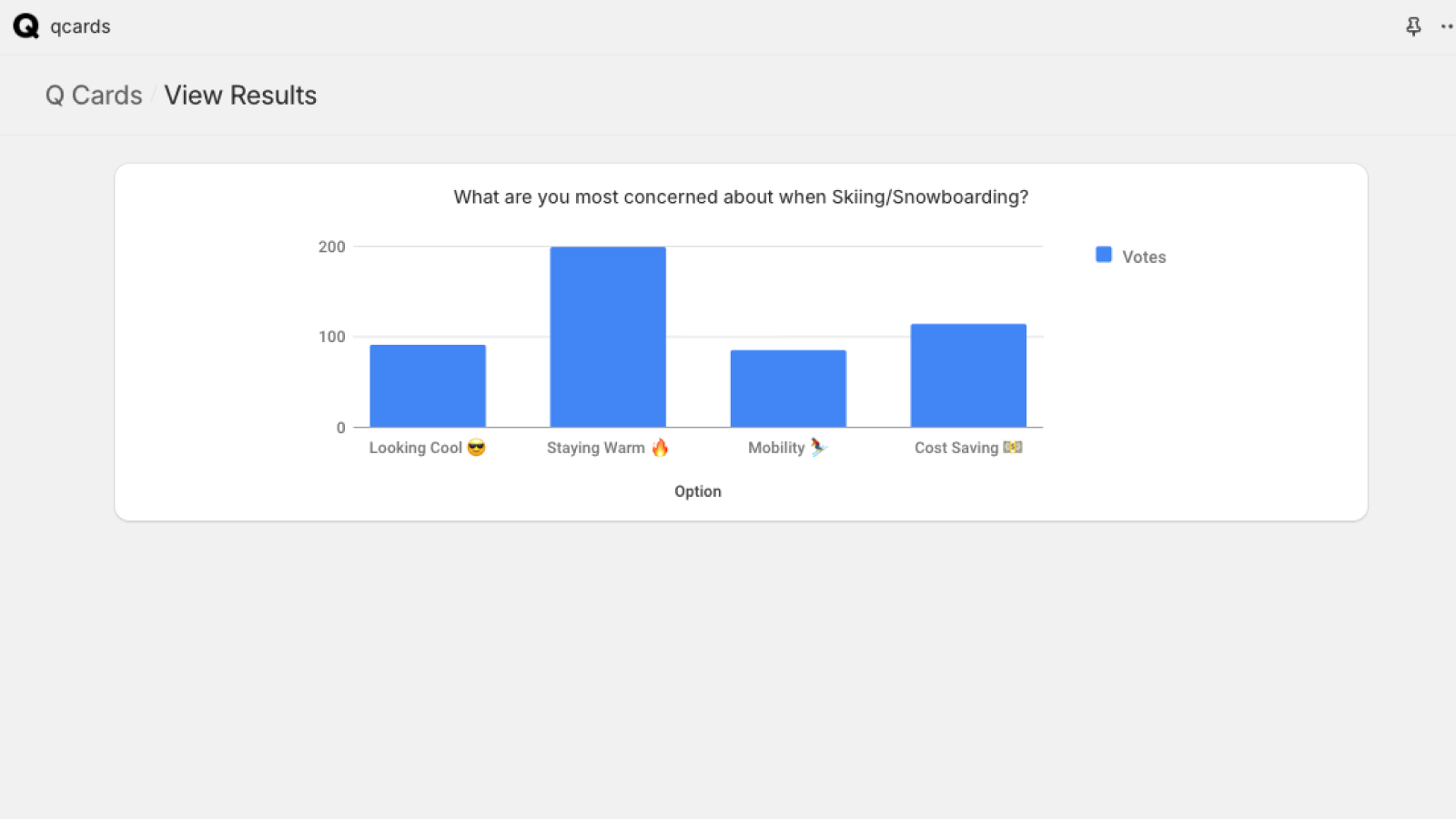 qcard results view