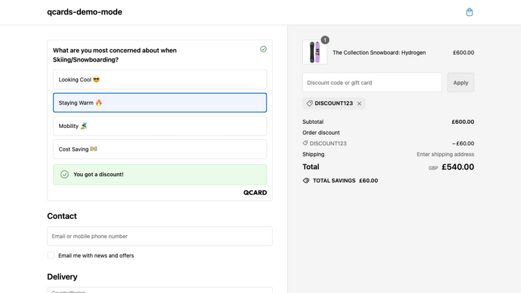 QCards: Simple Checkout Survey Screenshot