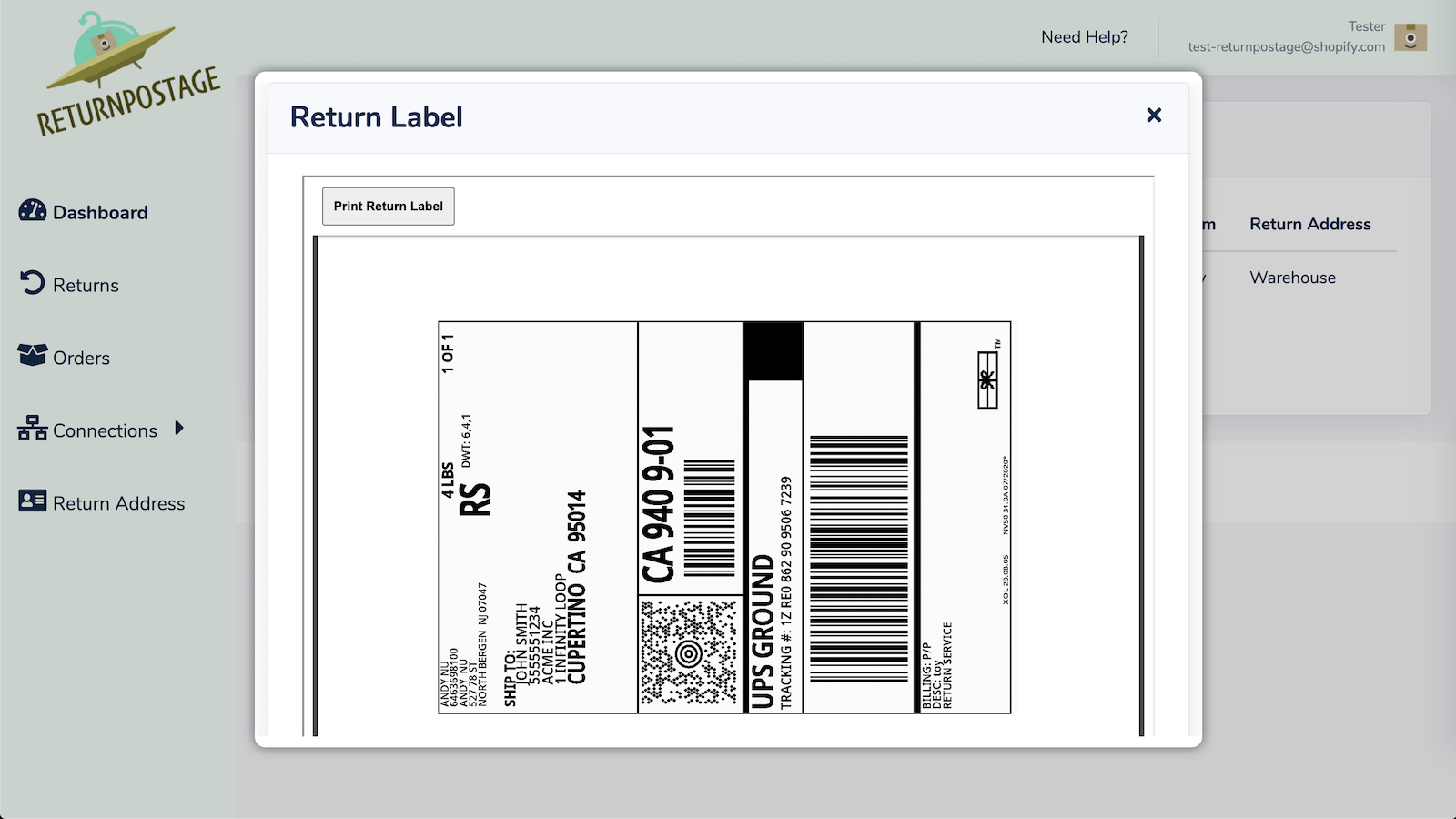 ReturnPostage 退货标签