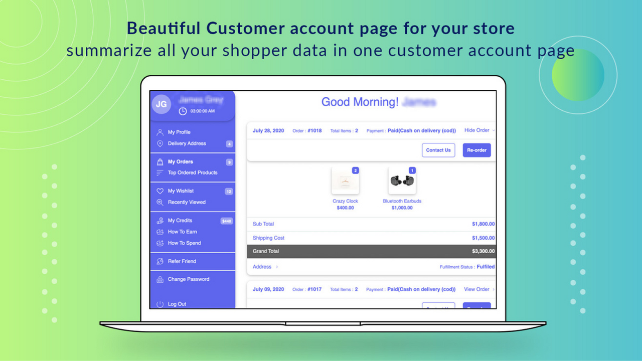 Página de cuenta del cliente de Shopify - DUO