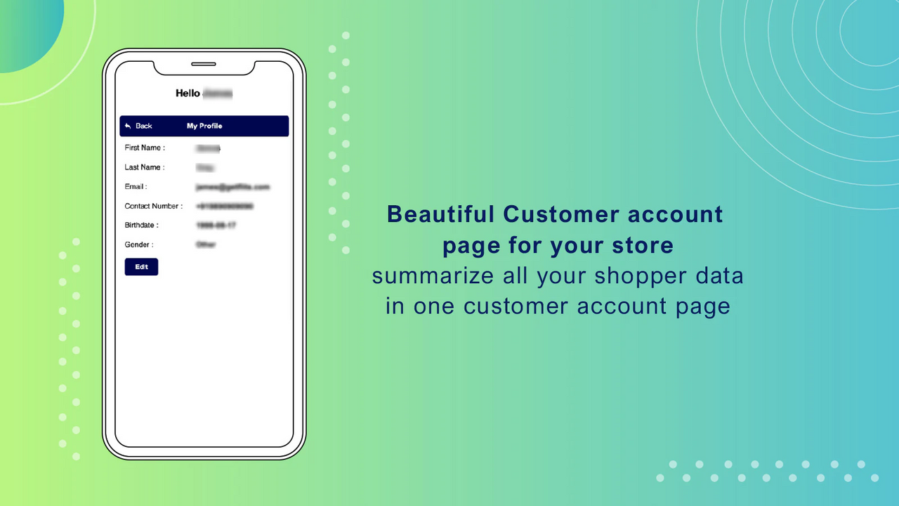Permet aux acheteurs d'accéder à la page de compte client sur le web mobile également. 