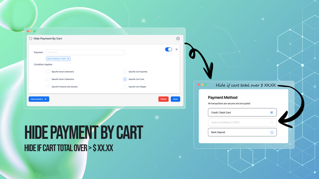 Hide payment by cart