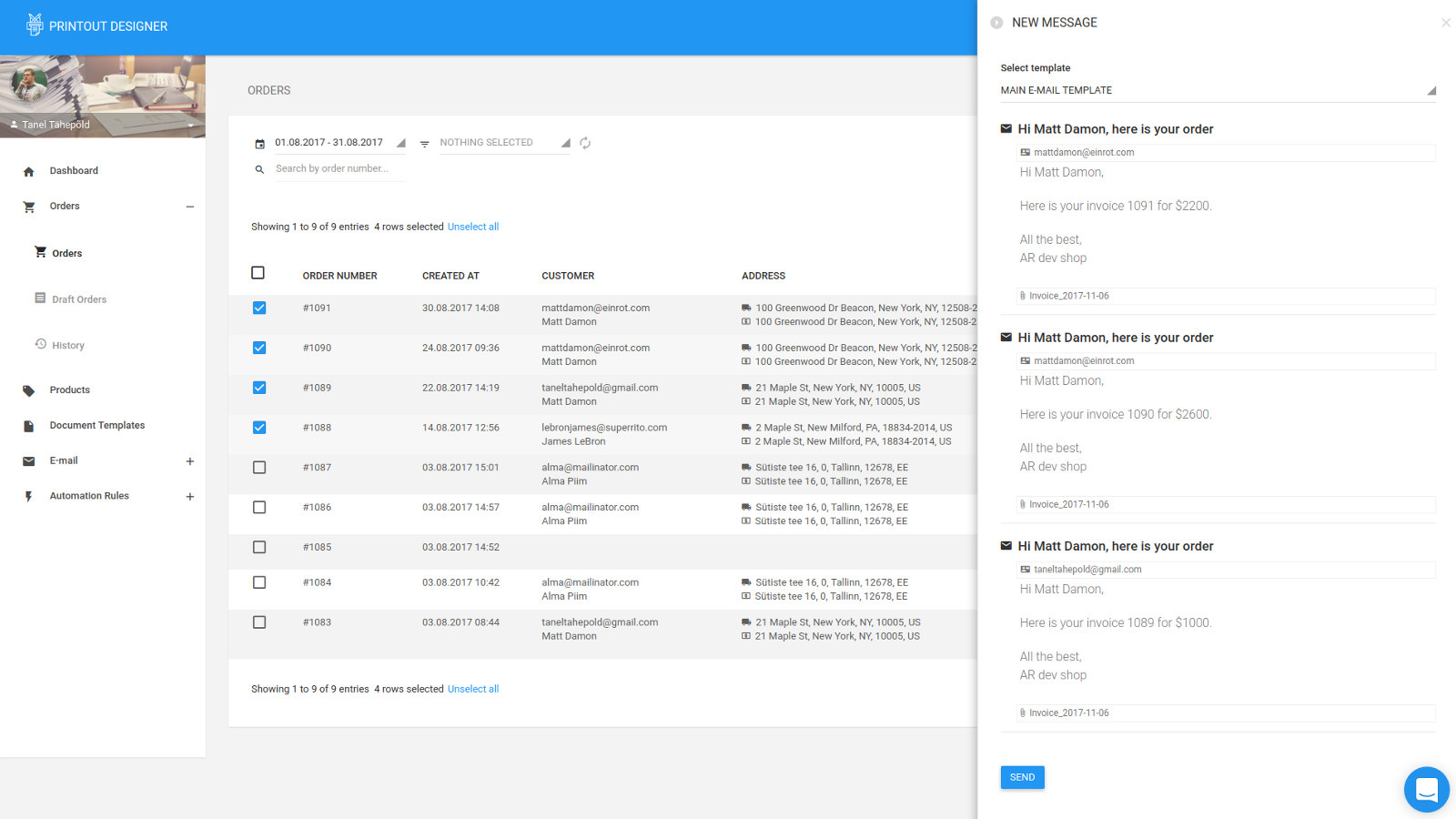 Envoyez des commandes par e-mail en lots