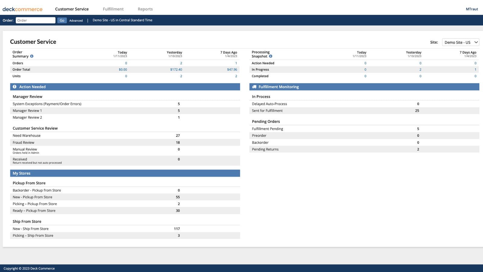 Deck Commerce Order Management Screenshot