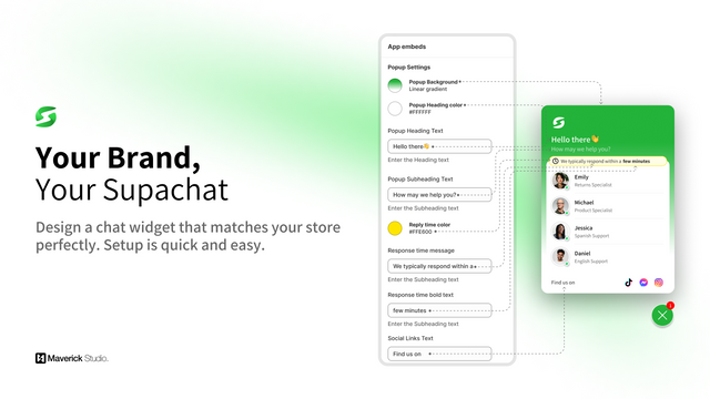 Supachat Widget: Branded chat widget, quick setup